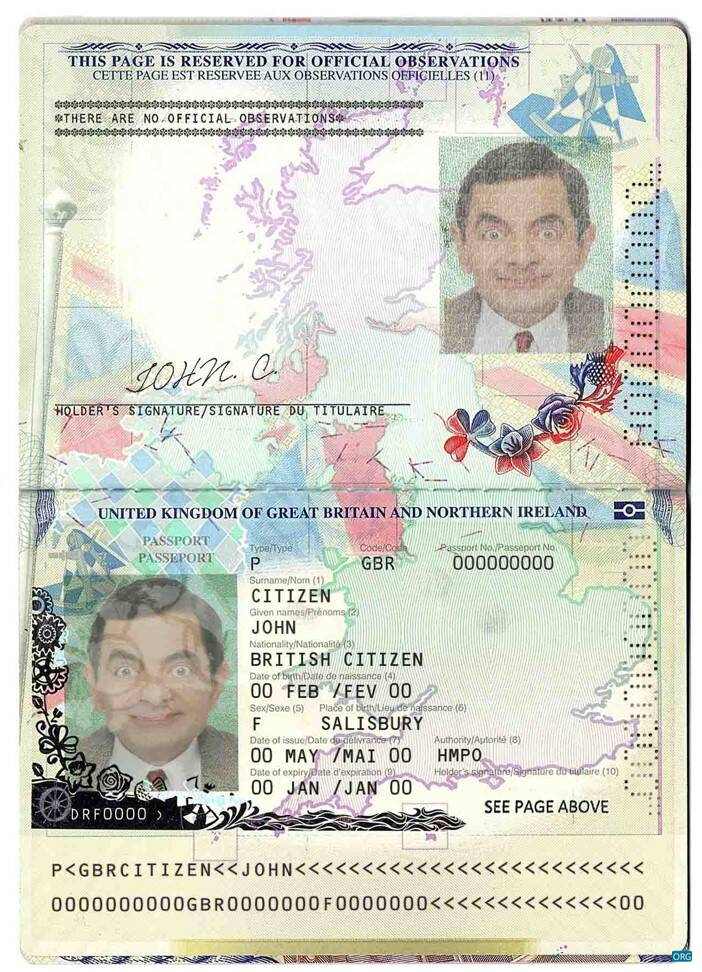 Download United Kingdom of Great Britain and Northern Ireland passport (2015 2020) Photoshop template